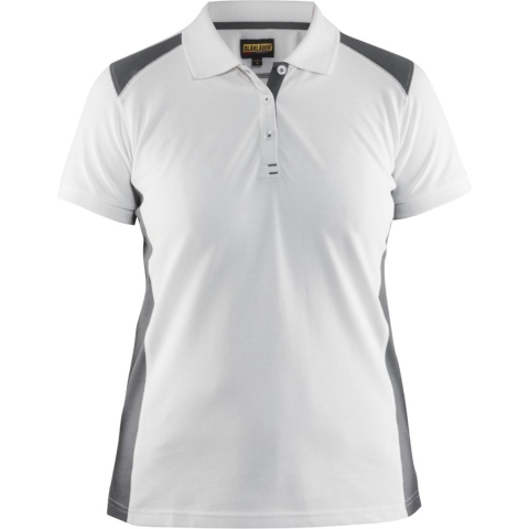 Blåkläder Dames poloshirt piqué 33901050 | Wit/Grijs | Maat M - 7330509479216
