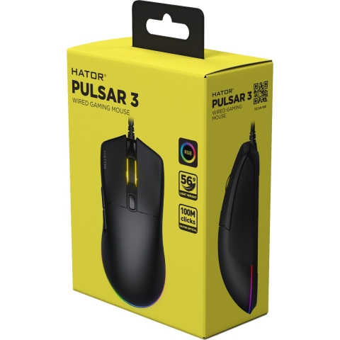 HATOR Pulsar 3 RGB Zwarte muis