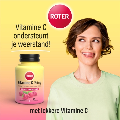Gratis Verzending: 4x Roter Vitamine C 250 mg Weerstand Framboos 75 kauwtabletten