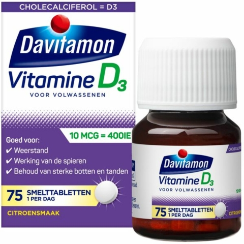 Gratis Verzending: 4x Davitamon Vitamine D Volwassenen 75 smelttabletten