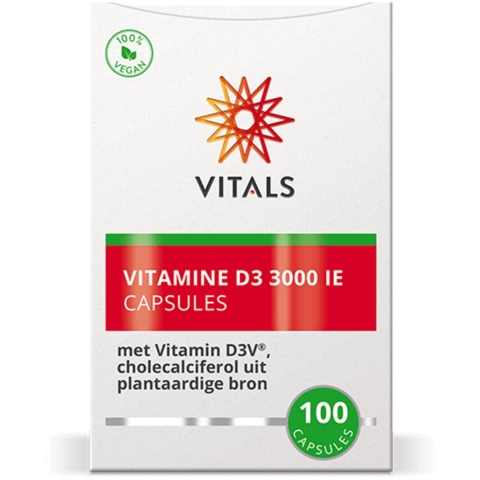 Gratis Verzending: 2x Vitals Vitamine D3 3000IE 100 capsules