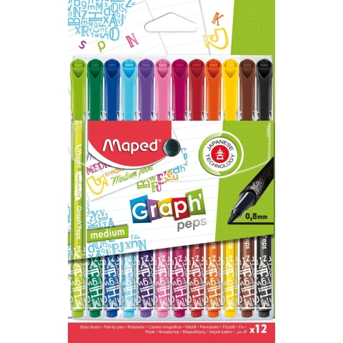 Maped Graph’Peps Fijnlijners 12 Kleuren 0.8 mm