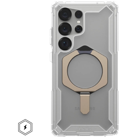 Urban Armor Gear Plasma XTE Outdoor telefoonhoes Samsung Galaxy S25 Ultra Transparant, Titaan Inductieve lading, Met standfunctie, Stootbestendig