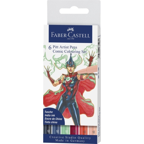 Faber Castell FC-267196 Tekenstift Faber-Castell Pitt Artist Pen Comic 6-delige Etui