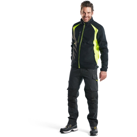 Blåkläder Service werkbroek met stretch zonder spijkerzakken 14951330 | Zwart/High-Vis Geel | Maat 48 - 7330509544327