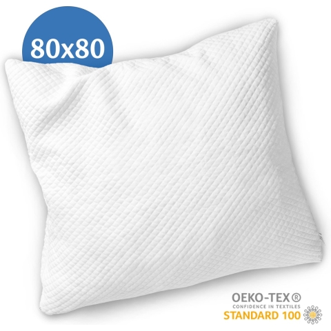 EL-Life Hoofdkussen Nekklachten - 80 x 80cm - Bamboe kussen - Traagschuim / Memory Foam vulling - Er