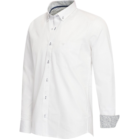 Cappuccino Italia - Heren Overhemden Stretch Overhemd Ancona - Wit - Maat XL