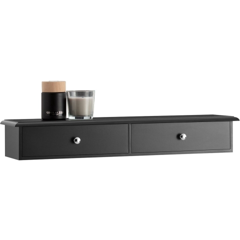 Sobuy FRG43-L Wandkast– Badkamerkast met 2 Laden en Hangrek – Compact en Functioneel – Zwart – 93 x