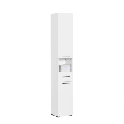 SoBuy Badkamerkast– Incl. 2 Deuren&6 Vakken– 30 x 31 x 182 cm – Wit