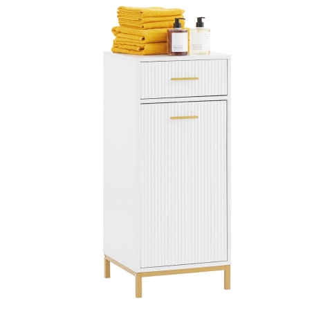 SoBuy Badkamerkast– Incl. Lade&Uitneembare Wasmand– max. 24 kg – 40 x 40 x 95 cm – Wit