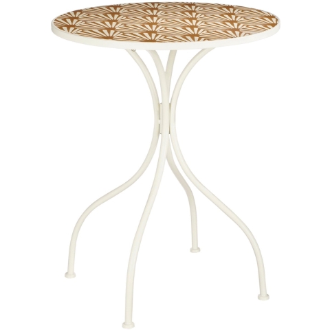 Mica Decorations Odile Bistrotafel voor Buiten - H76 xØ61 - Metaal - Bruin, Wit