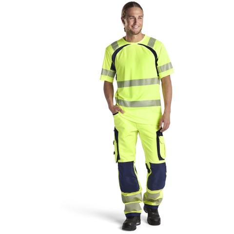 Blåkläder High-Vis werkbroek met 4-weg stretch zonder spijkerzakken 11971642 | High Vis Geel/Marineblauw | Maat 52 - 7330509840252