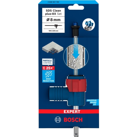 Bosch Accessoires SDS CLEAN plus-8X Boor | 8 x 100 x 225 mm (SET van boor en connector) - 2608901759
