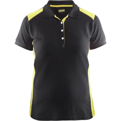 Blåkläder Dames poloshirt piqué 33901050 | Zwart/High-Vis Geel | Maat L - 7330509588130