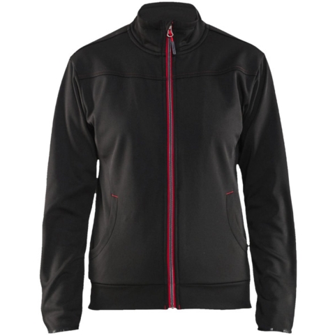 Blåkläder Dames service Sweatshirt met rits 33942526 | Zwart/Rood | Maat M - 7330509648148