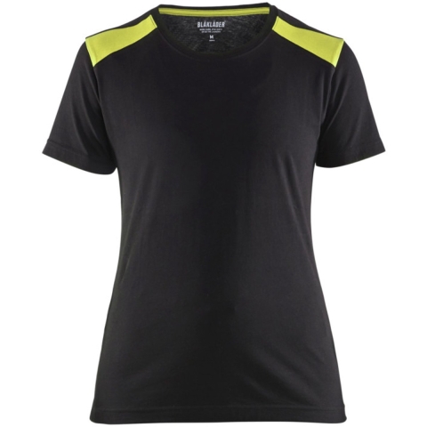 Blåkläder Dames T-Shirt 34791042 | Zwart/High-Vis Geel | Maat S - 7330509696620