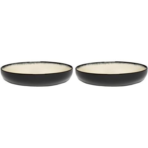 Serax Dé Tableware By Ann Demeulemeester Diep Bord Ø18,5 Set Van 2 White/Black D