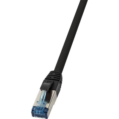 LogiLink CQ6095S RJ45 CAT 6A S/FTP 10.00 m Zwart Afscherming gevlochten, Halogeenvrij, PUR-mantel, Zuurbestendig, Oliebestendig 1 stuk(s)