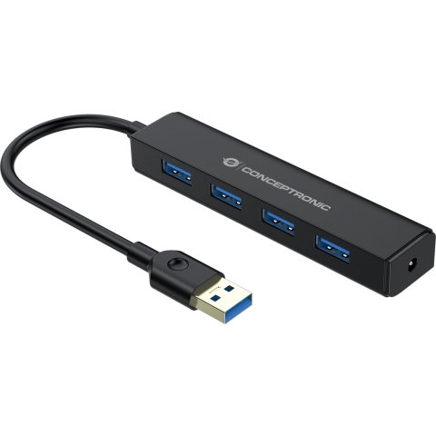 Conceptronic C4PUSB3 USB 3.2 Gen 1-hub 4 poorten Zwart