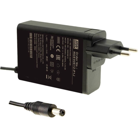 MW Mean Well NGE90E12-P1J Stekkernetvoeding, vaste spanning 12 V/DC 75 W