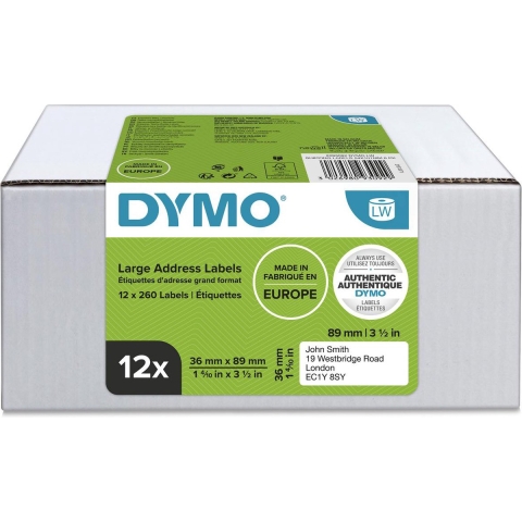 DYMO Rol met etiketten Combipack 2093093 2093093 89 x 36 mm Papier Wit 3120 stuk(s) Permanent hechtend Adresetiketten