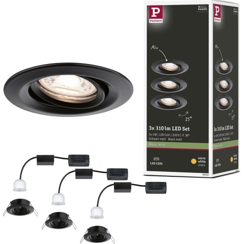 Paulmann 93083 Nova mini LED-inbouwlamp LED 12 W Zwart