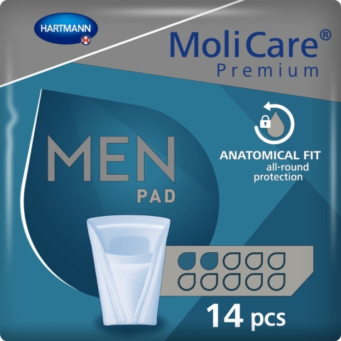 4x Molicare Premium Men Pad 2 Druppels 330 ml Absorptie 14 stuks