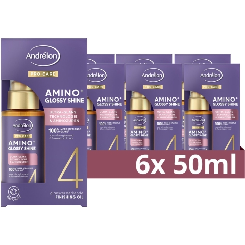 6x Andrelon Pro-Care Haarolie Amino+ Glossy Shine 50 ml