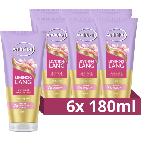 6x Andrelon WOW Masker Levendig Lang 180 ml