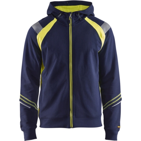 Blåkläder Hooded Sweatshirt hele rits Visible 34331158 | Marine/High-Vis Geel | Maat XXL - 7330509595756