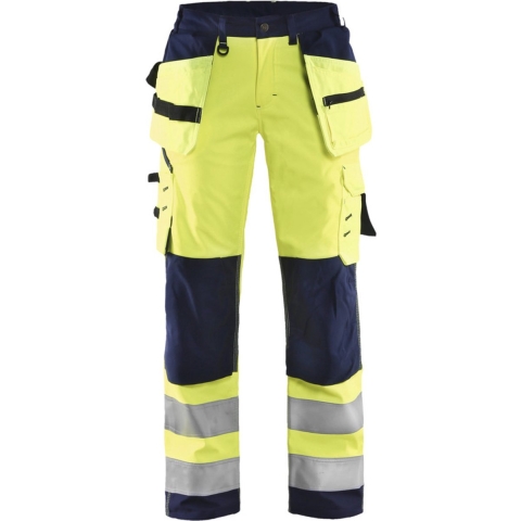 Blåkläder Dames Softshell werkbroek High-Vis 71672517 | High-Vis Geel/Marineblauw | Maat 42 - 7330509540077