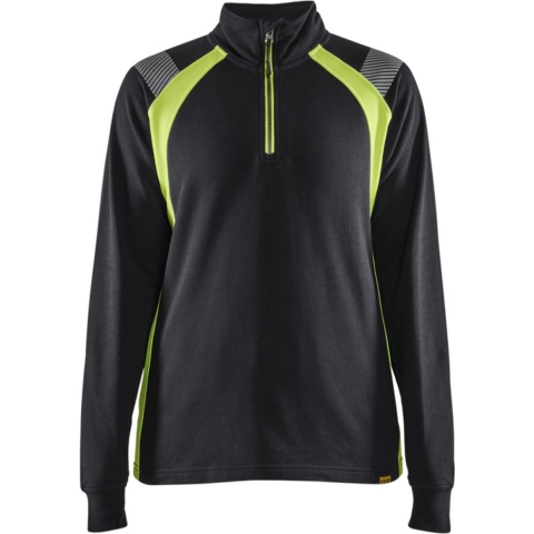 Blåkläder Dames Sweatshirt halve rits Visible 34031158 | Zwart/High-Vis Geel | Maat L - 7330509815557