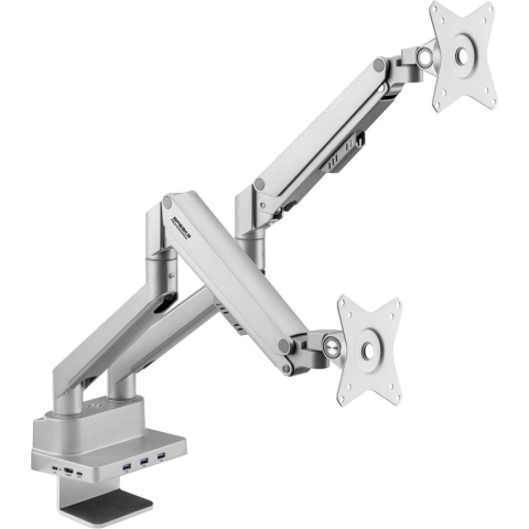 SpeaKa Professional SP-MM-800 2-voudig Monitor-tafelbeugel 43,2 cm (17) - 81,3 cm (32) Geïntegreerd dockingstation, Gasdruktechniek, Kantelbaar, Zwenkbaar