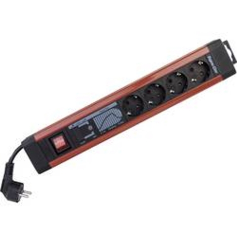 REV 0014462613 Stekkerdoos met schakelaar 4-voudig Zwart, Rood Randaarde stekker 1 stuk(s)