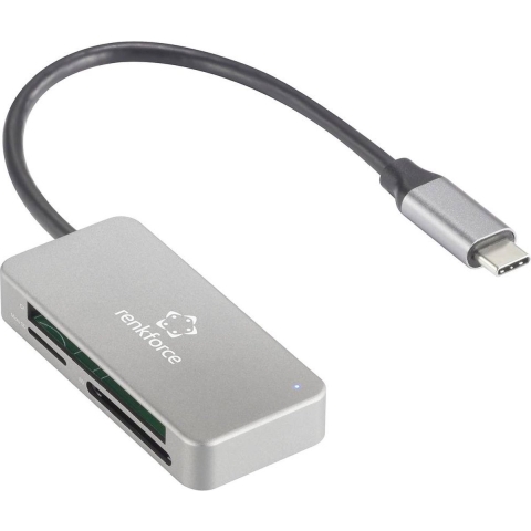 Renkforce RF-PCR-210 Externe geheugenkaartlezer USB-C 3.2 Gen 1 Zilver