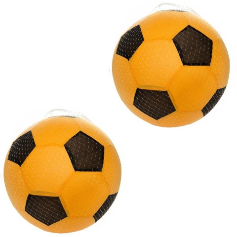 Softbal foam - 2x - voetbal print - oranje - zacht - 50 cm - speelgoed ballen -