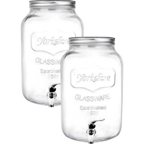 Gerimport dispenser cocktails/water/limonade - 2x - met tap - 5L - glas - zomer -