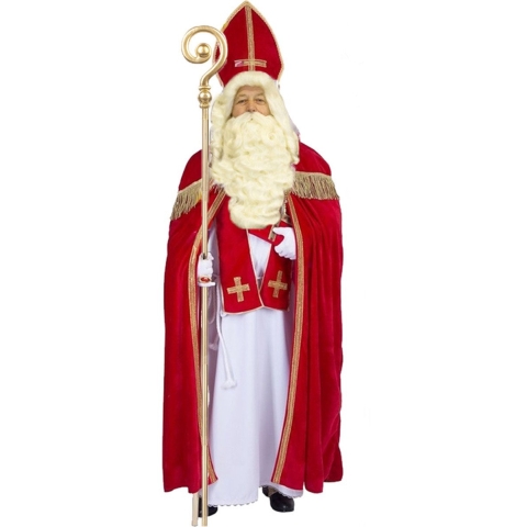 Sinterklaas verkleed kostuum - compleet met baard/snor en staf - one size - volwassenen One size -