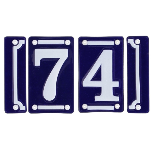 Best for Boots huisnummer 74 - met sierrand - Oudhollands - emaille - blauw/wit -