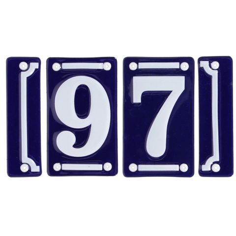 Best for Boots huisnummer 97 - met sierrand - Oudhollands - emaille - blauw/wit -