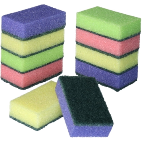 Schuursponjes - 80x - gekleurd - 9 x 6 x 3 cm - schoonmaak sponzen - schuursponzen -