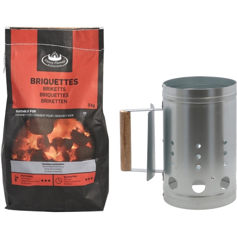 Fancy Flames BBQ aanmaakset - briketten - 3 kilo - met snelstarter - staal/hout -