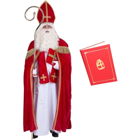 Sinterklaas verkleed kostuum - compleet - inclusief het grote boek van Sinterklaas One size -