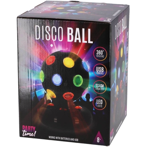 Party Time LED Discobal 12,5 cm Zwart