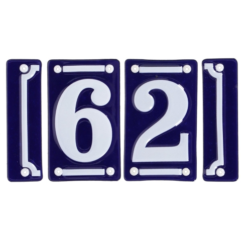 Best for Boots huisnummer 62 - met sierrand - Oudhollands - emaille - blauw/wit -