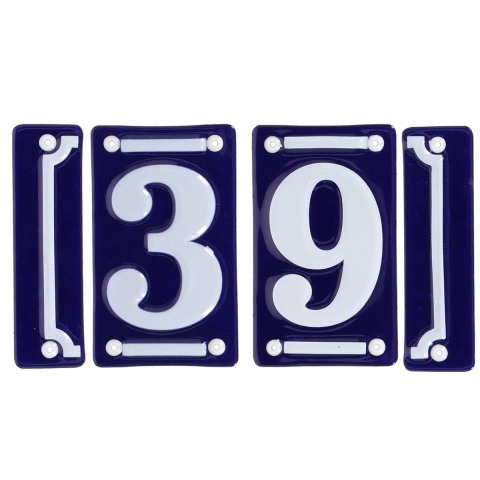 Best for Boots huisnummer 39 - met sierrand - Oudhollands - emaille - blauw/wit -