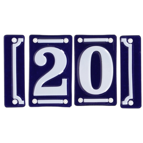 Best for Boots huisnummer 20 - met sierrand - Oudhollands - emaille - blauw/wit -