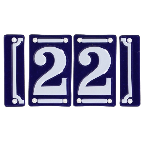 Best for Boots huisnummer 22 - met sierrand - Oudhollands - emaille - blauw/wit -