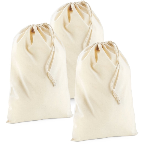 Katoenen canvas opberg zakje/tasje met afsluitkoord - 20x - wit - 10 x 15 cm - cadeau tasjes -