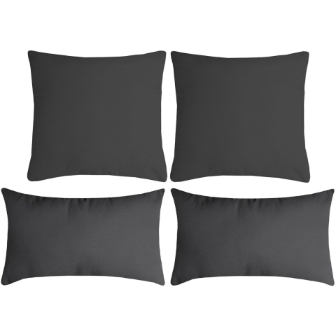 Stof Textile sierkussen Nelson - 4x - donkergrijs - 2 formaten - polyester -